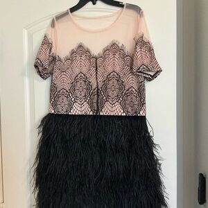 Sugarlips Pink and Black Lace Midi Dress